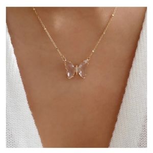 Lovestylize Blaine butterfy necklace, clear iridescent crystal